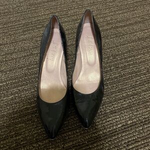 Black patent leather heels